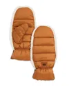 Ugg Fluff Faux Fur Trim Mittens In Chestnut