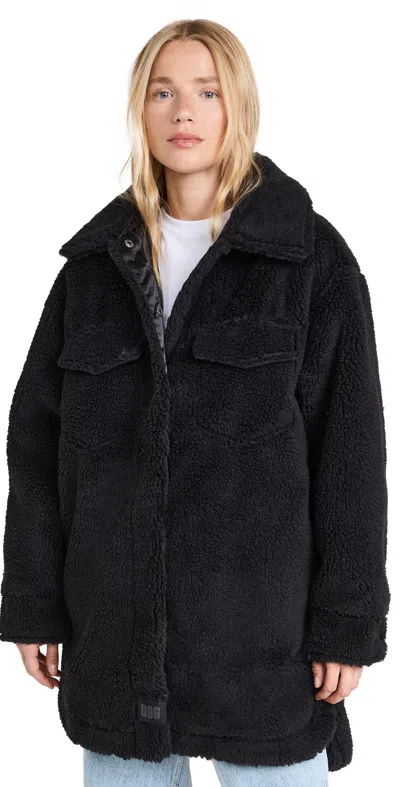 Ugg Frankie Fluff Shirt Jacket In Black