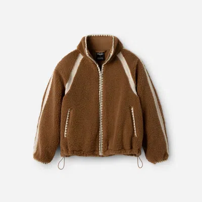 Ugg ®fluff Jacket Fleece/recycled Materials In Chestnut In Brown