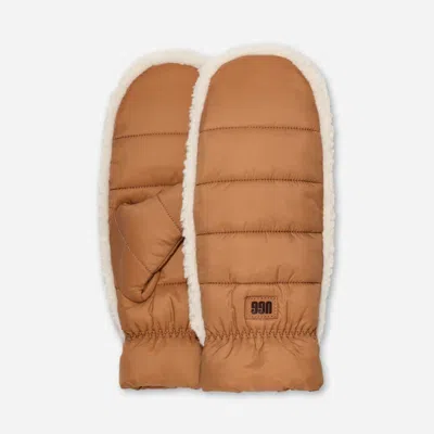 Ugg ®fluff Mitten Nylon/recycled Materials In Chestnut In Brown