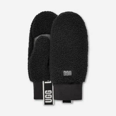 Ugg Fluff Mitten With Logo Tape In Black