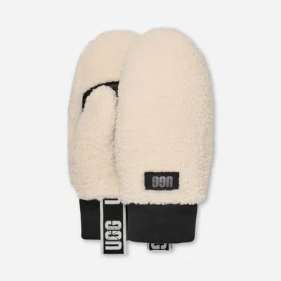 Ugg Fluff Mitten With Logo Tape In Gray