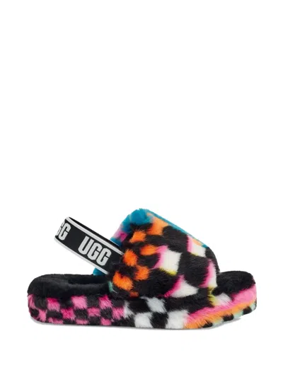 Ugg Fluff Yeah Checkered Sandals In Multi