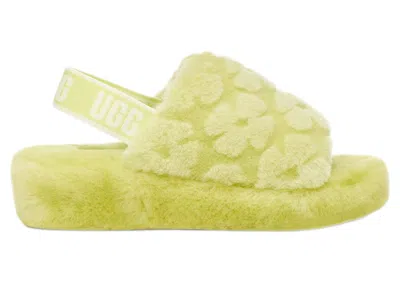 Pre-owned Ugg Fluff Yeah Poppy Slide (women's) Sneakers In Pollen Poppy/green