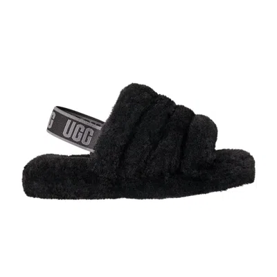 Pre-owned Ugg Fluff Yeah Slide Kids 'black Dark Shadow' | Kid's Size 5