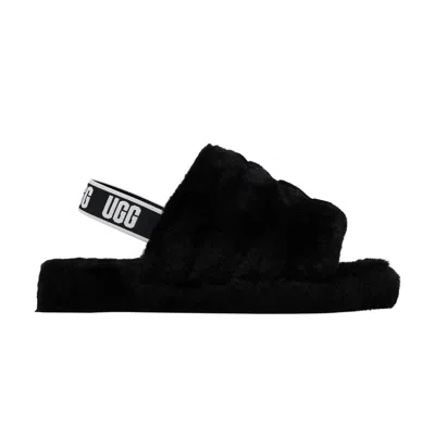 Pre-owned Ugg Fluff Yeah Slide Kids 'black' | Kid's Size 4