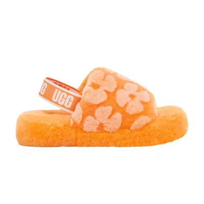 Pre-owned Ugg Fluff Yeah Slide Kids 'california Poppy' | Orange | Kid's Size 4