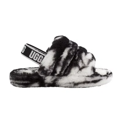 Pre-owned Ugg Fluff Yeah Slide Kids 'marble - Black' | Kid's Size 1