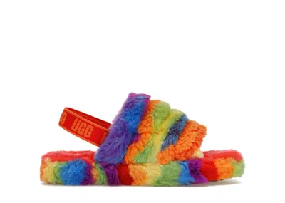 Pre-owned Ugg Fluff Yeah Slide (kids) Sneakers In Rainbow Stripes