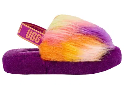 Pre-owned Ugg Fluff Yeah Slide (kids) Sneakers In Tie Dye Berrylicious