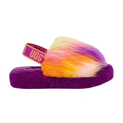 Pre-owned Ugg Fluff Yeah Slide Kids 'tie Dye - Berrylicious' | Purple | Kid's Size 5