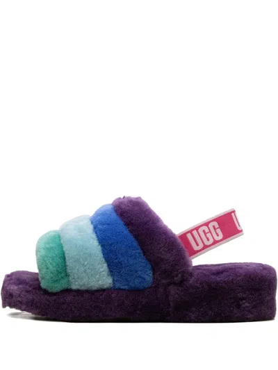 Ugg Fluff Yeah Striped Slippers In Purple