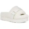 Ugg Fluffita Womens Signature Shearling Sheepskin Flatform Sandals In White