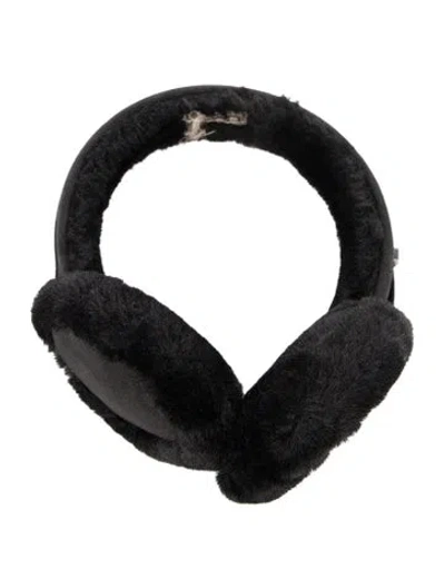 Pre-owned Ugg Foldable Fur Earmuffs In Black