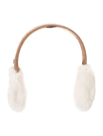 Pre-owned Ugg Foldable Shearling Earmuffs In Brown/white