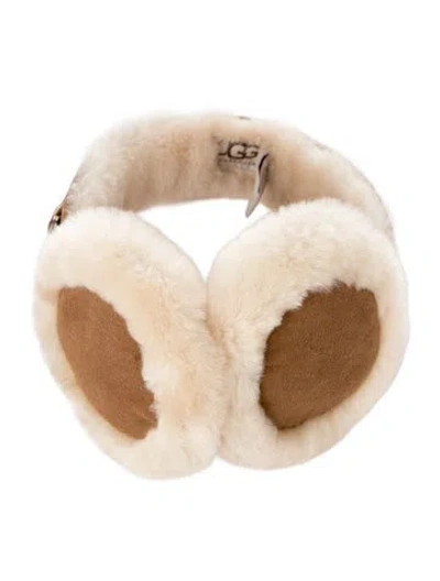 Pre-owned Ugg Foldable Sheepskin Earmuffs In Brown