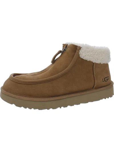 Ugg Funkarra Womens Suede Faux Fur Lined Chukka Boots In Brown