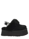 Ugg Shearling Platform Slingback Slippers In Black