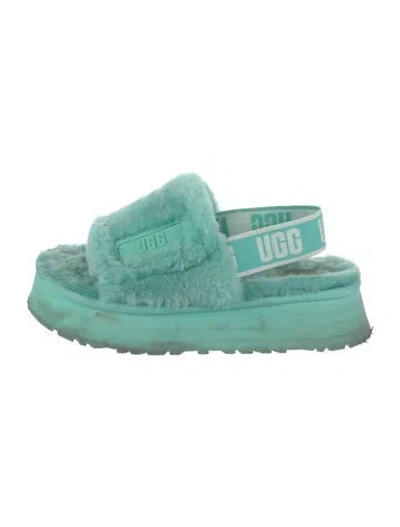 Pre-owned Ugg Fur Graphic Print Slingback Sandals In Blue