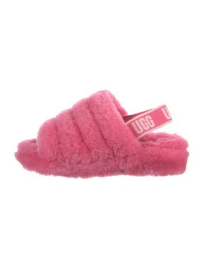 Pre-owned Ugg Fur Graphic Print Slingback Sandals W/ Tags In Pink