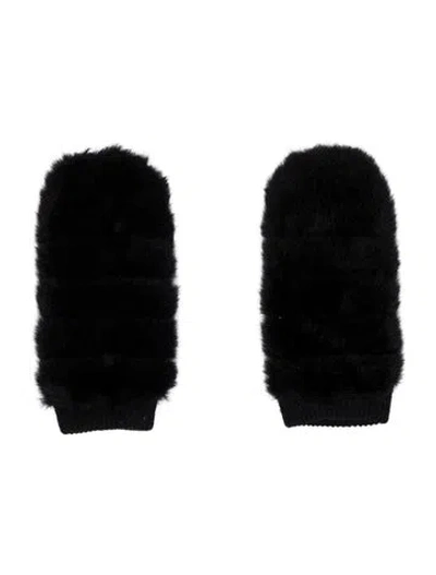 Pre-owned Ugg Fur Mittens In Black