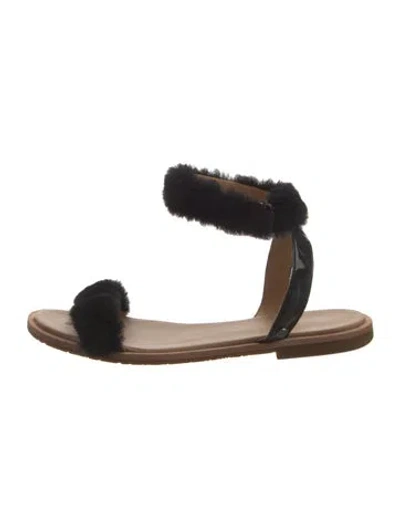 Pre-owned Ugg Fur Sandals In Black