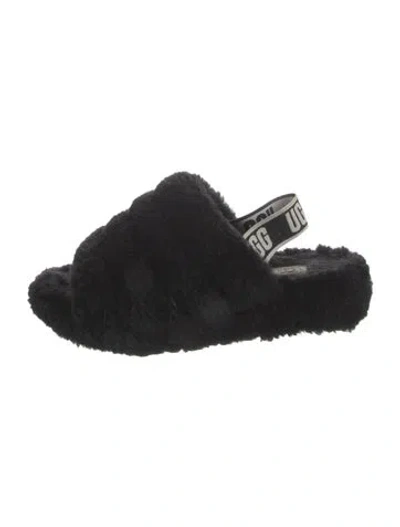Pre-owned Ugg Fur Slides In Black