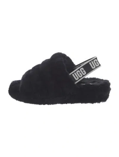 Pre-owned Ugg Fur Slides In Black