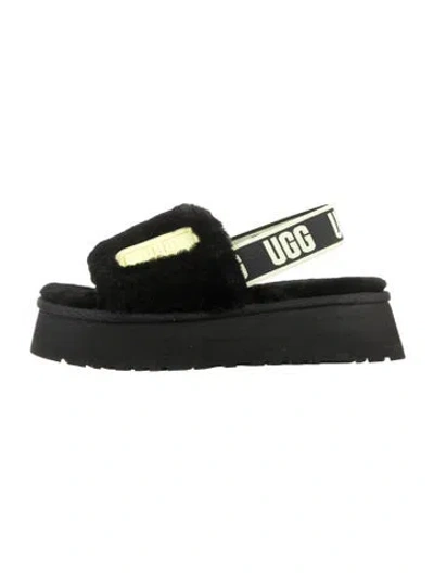 Pre-owned Ugg Fur Slides In Black