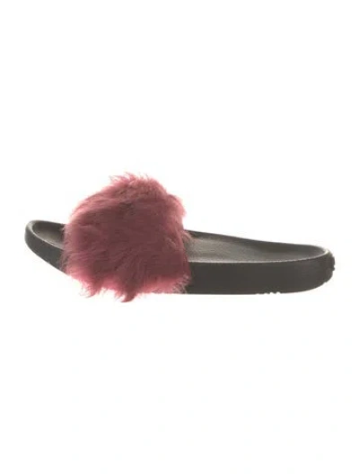 Pre-owned Ugg Fur Slides In Burgundy