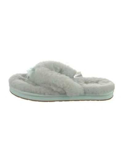 Pre-owned Ugg Fur Slides In Green