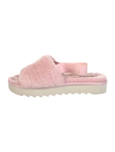 Pre-owned Ugg Fur Slides In Pink