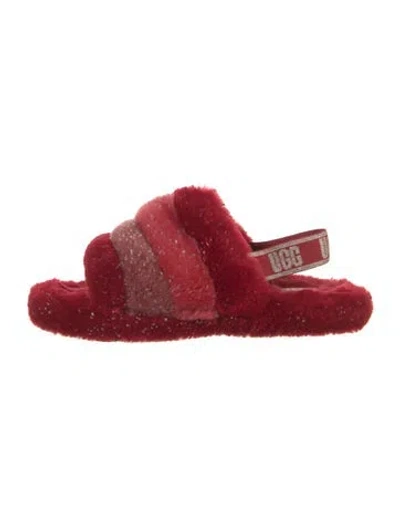Pre-owned Ugg Fur Slides In Red