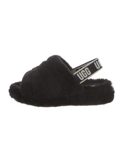 Pre-owned Ugg Fur Slingback Sandals In Black