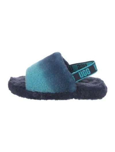 Pre-owned Ugg Fur Slingback Sandals In Blue