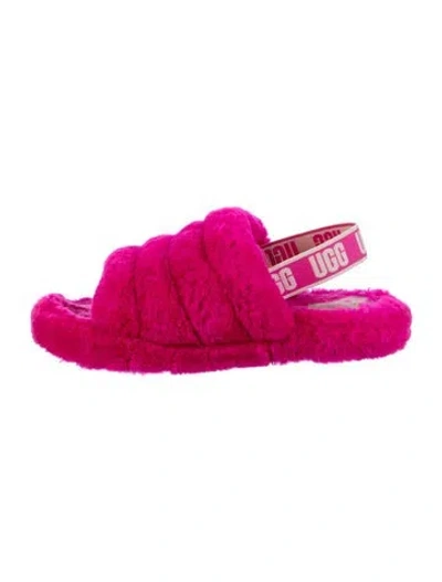 Pre-owned Ugg Fur Slingback Sandals In Pink