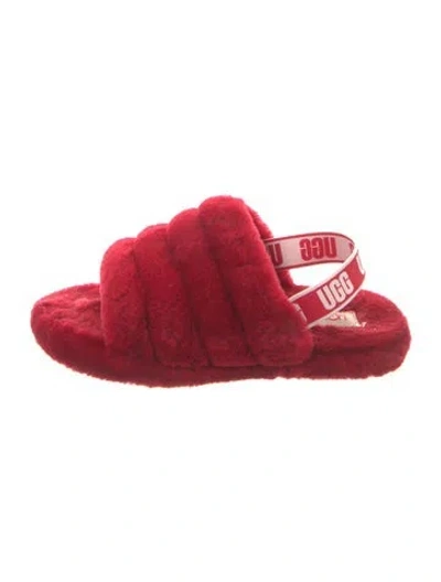 Pre-owned Ugg Fur Slingback Sandals In Red