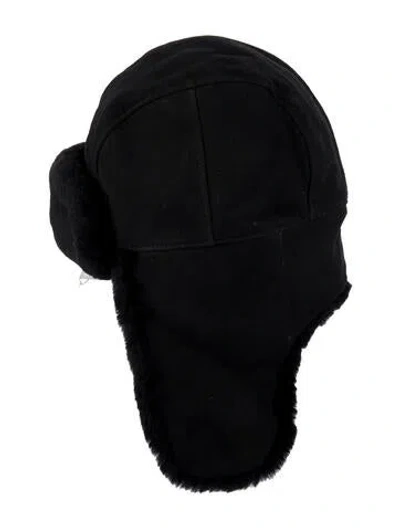 Pre-owned Ugg Fur Trapper Hat In Black