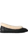 Ugg Fur Trim Ballerina Shoes In Black
