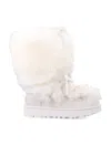 Ugg Fur Trim Lace-up Boots In White