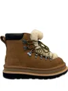 Ugg Fur-trim Lace-up Boots In Brown