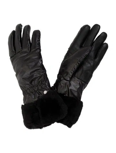 Pre-owned Ugg Fur Trimmed Winter Gloves W/tags In Black