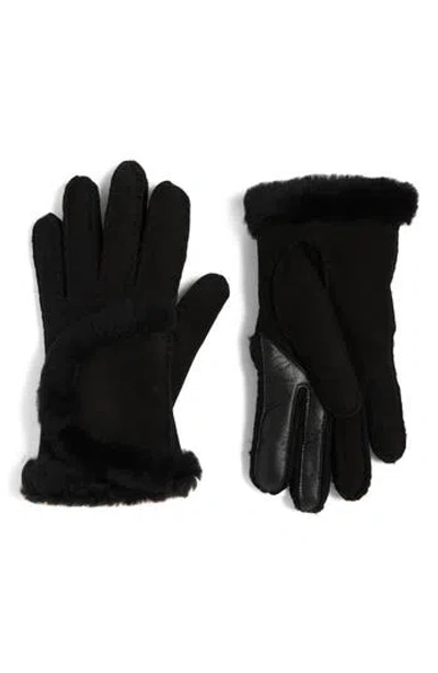 Ugg ® Genuine Shearling Exposed Curve Seam Gloves In Black