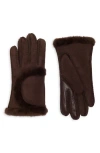 Ugg ® Genuine Shearling Exposed Curve Seam Gloves In Brown