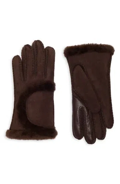 Ugg ® Genuine Shearling Exposed Curve Seam Gloves In Brown