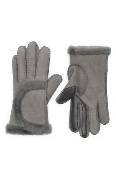 Ugg ® Genuine Shearling Exposed Curve Seam Gloves In Gray