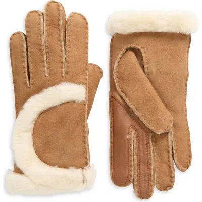 Ugg ® Genuine Shearling Suede Gloves In Chestnut