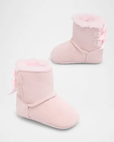 Ugg Girl's Bailey Bows Cozy Suede Prewalkers, Baby/kids In Seashell Pink