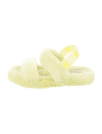 Pre-owned Ugg Kids' Girls' Lamb Fur Sandals In Yellow