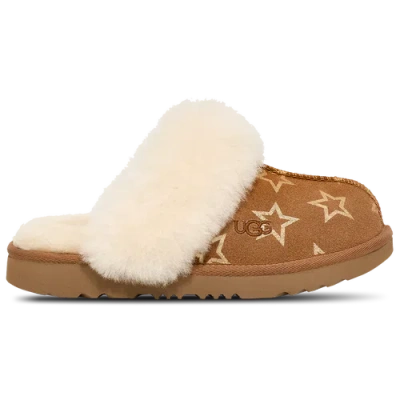 Ugg Girls Preschool   Cozy Ii Iridescent Stars Slippers In Chestnut/gold Iridescent